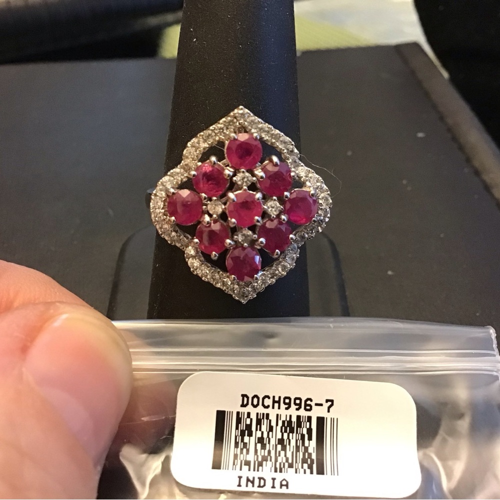 JTV Lab created Ruby & Silver Cocktail Ring